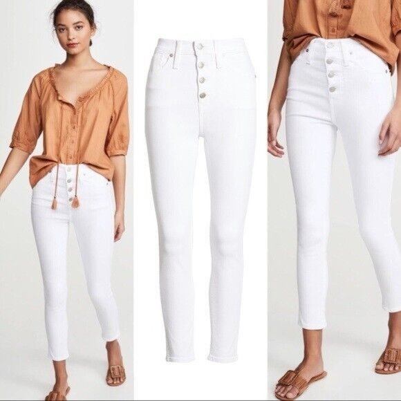 Madewell Denim - Madewell  $135 Jeans 10" High-Rise Skinny Crop Button-Front Edition size…